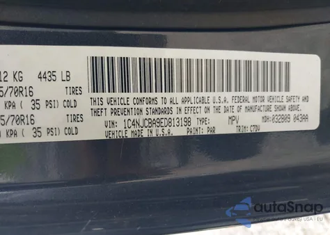 2014 Jeep Compass Sport z USA, uszkodzony, nr VIN 1C4NJCBA9ED813198